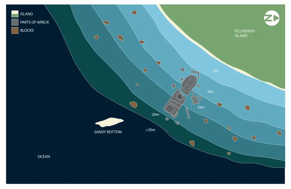 Bathymetric map of Filladhoo Wreck