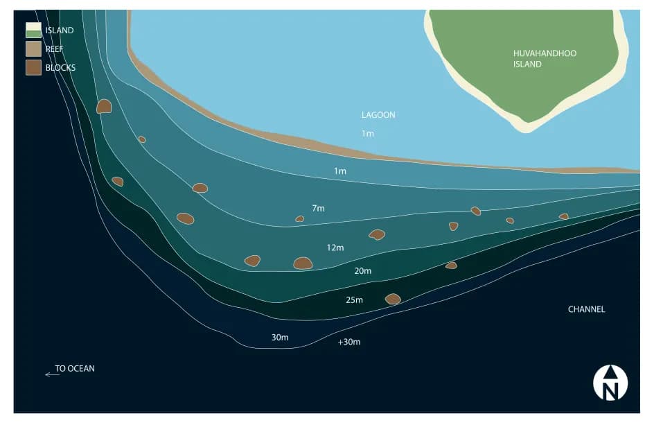 Bathymetric map of Huvahandhoo Corner