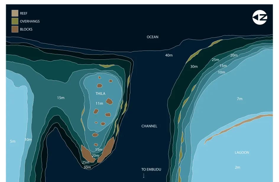 Bathymetric map of Embudu Kandu
