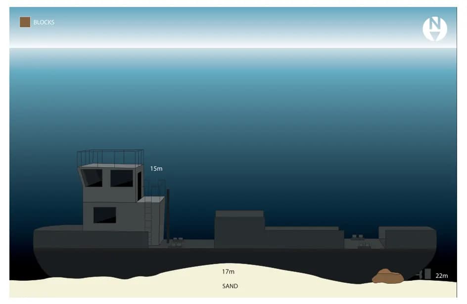 Bathymetric map of Hembadhoo Wreck