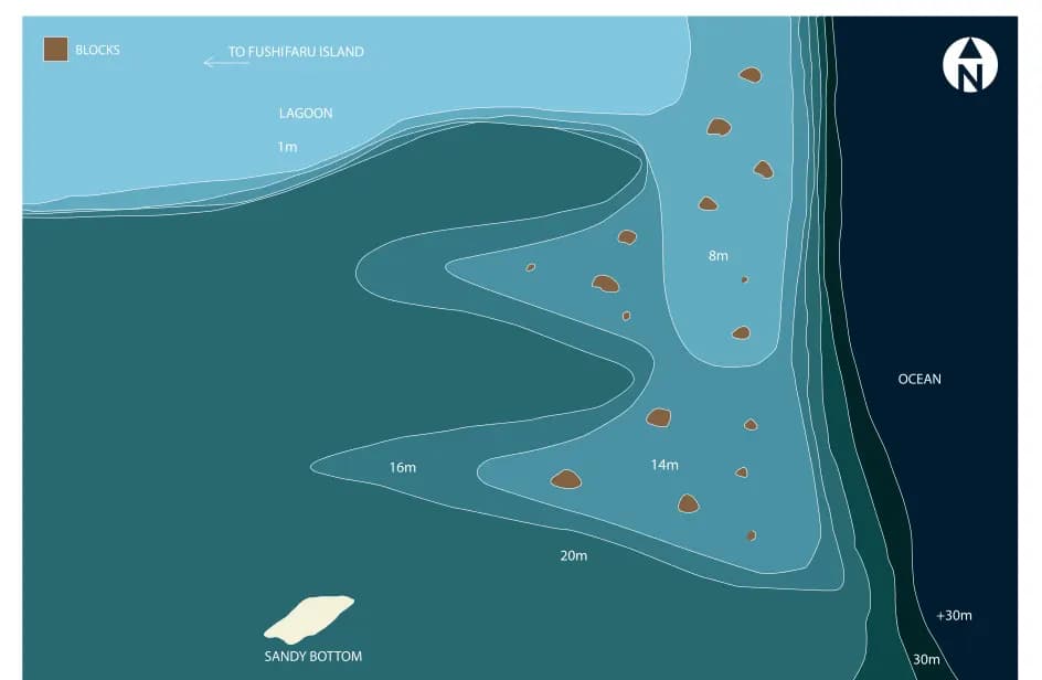 Bathymetric map of Fushifaru Corner