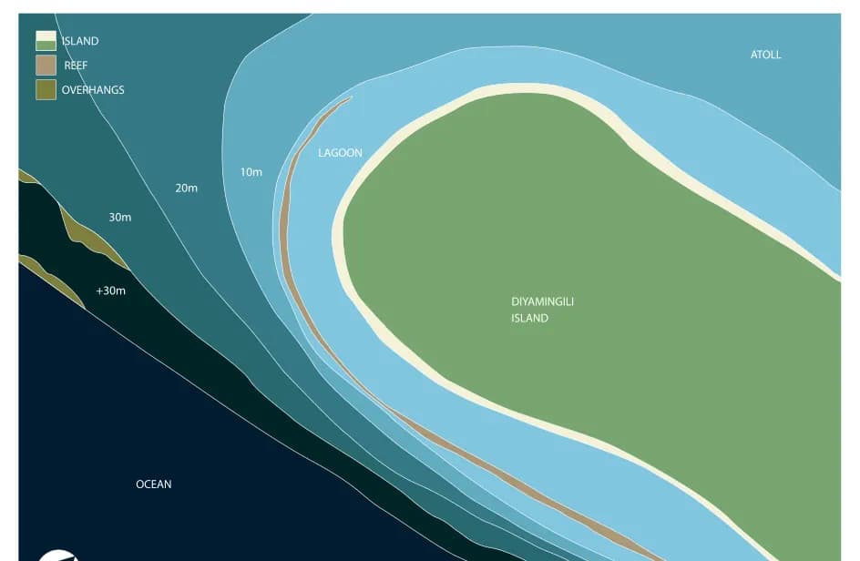 Bathymetric map of Dhiyamigili Corner