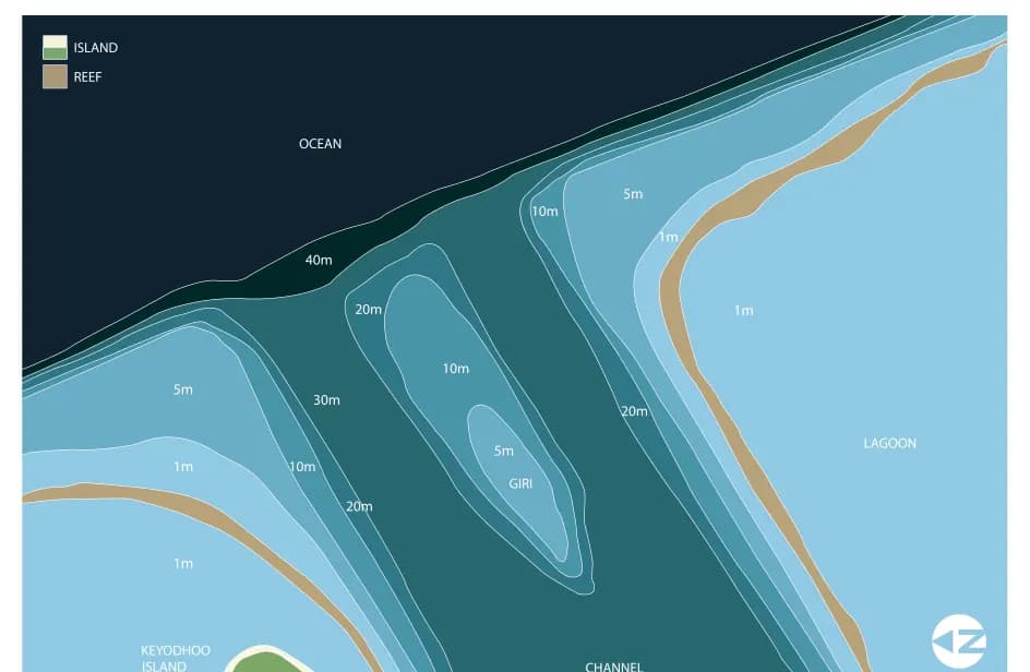 Bathymetric map of Keyodhoo Kandu