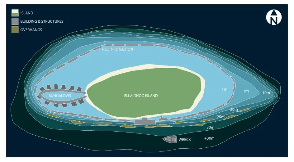 Bathymetric map of Ellaidhoo House Reef