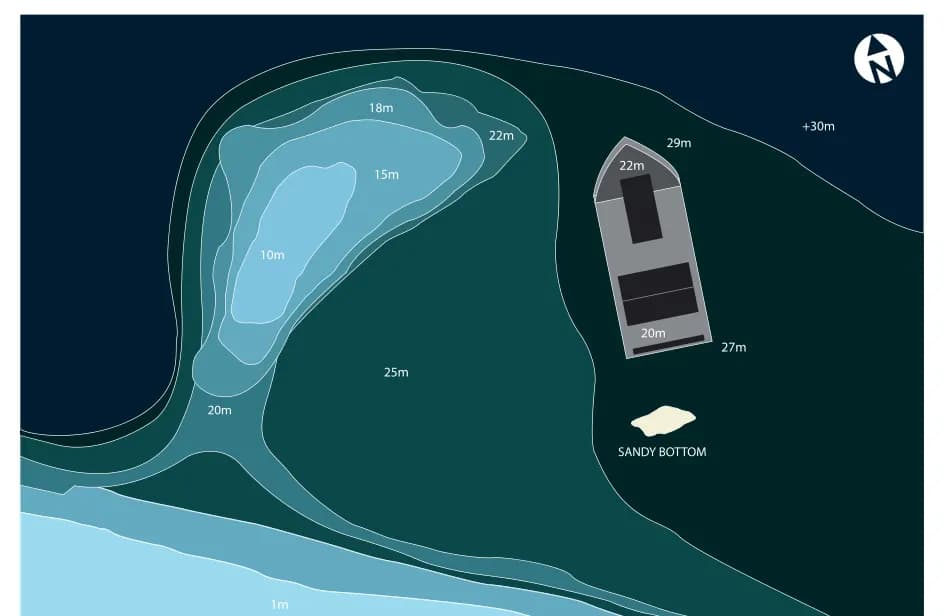 Bathymetric map of Fesdhoo Wreck