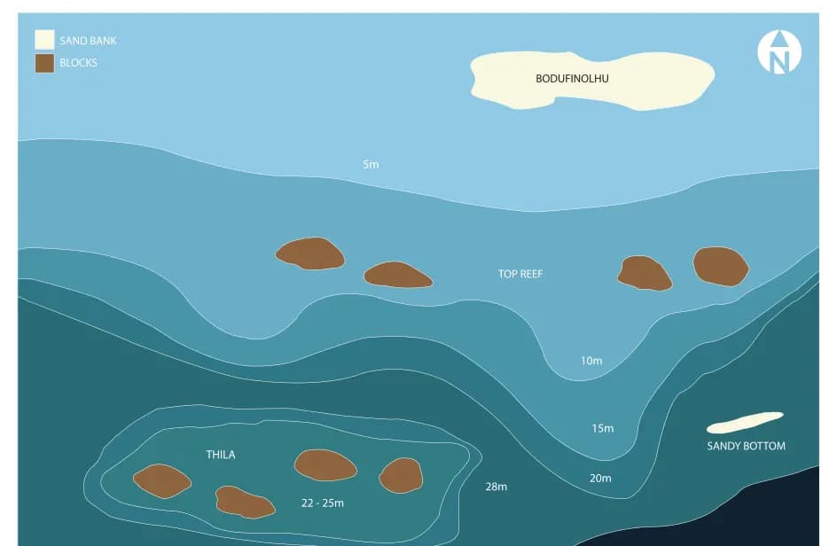 Bathymetric map of Bodu Finolhu Thila