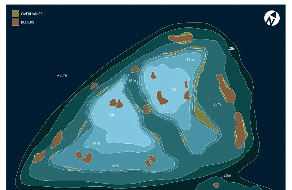 Bathymetric map of Broken Rock
