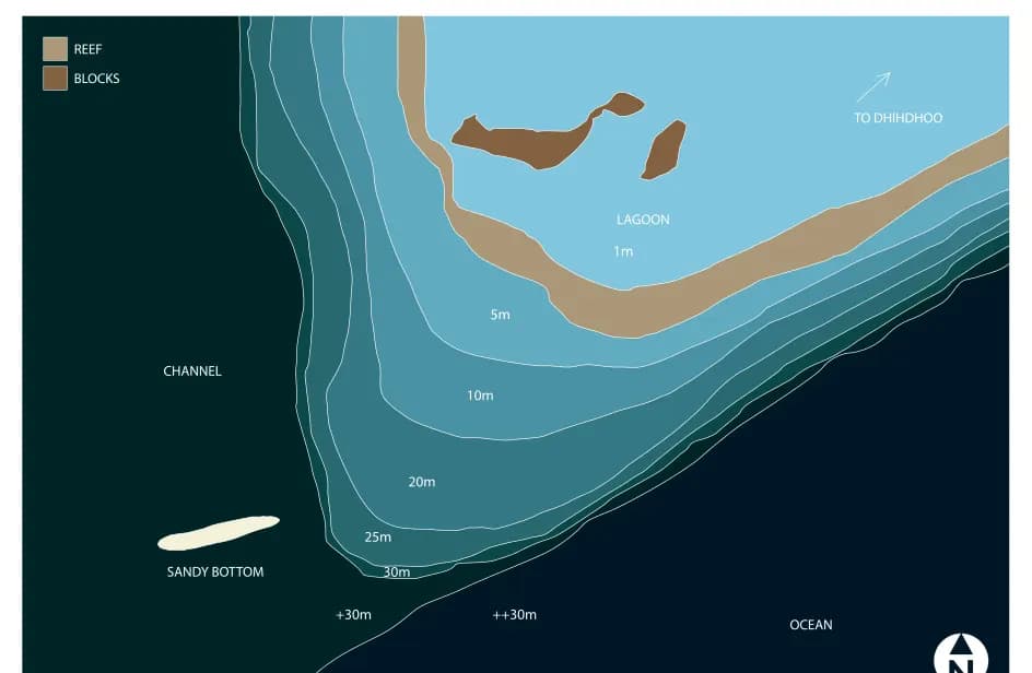 Bathymetric map of Dhidhdhoo Corner