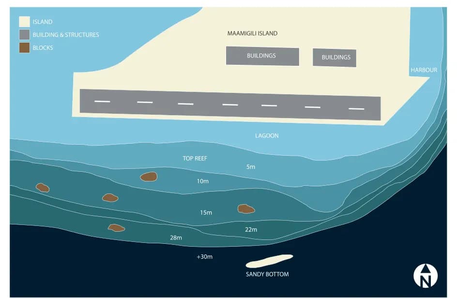 Bathymetric map of Maamingili Beyru