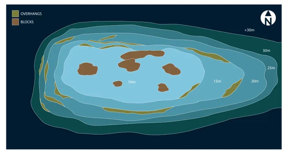 Bathymetric map of Omadhoo North Thila