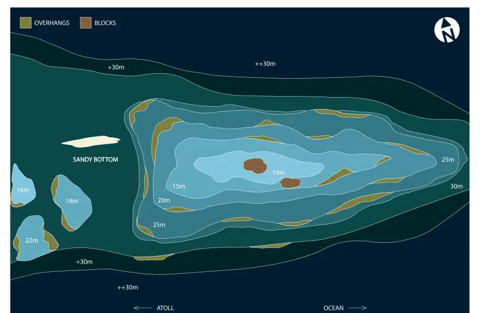 Bathymetric map of Omadhoo Thila