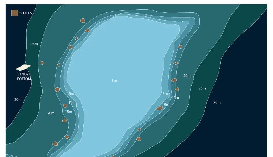 Bathymetric map of Sicuranza Reef