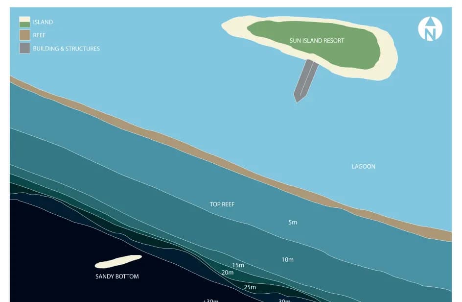 Bathymetric map of Sun Island Beyru