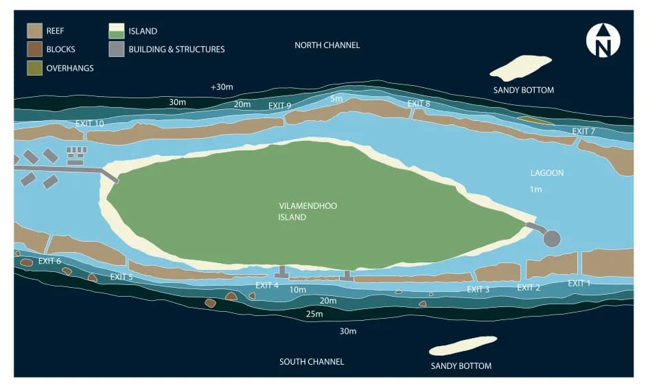 Bathymetric map of Vilamendhoo House Reef