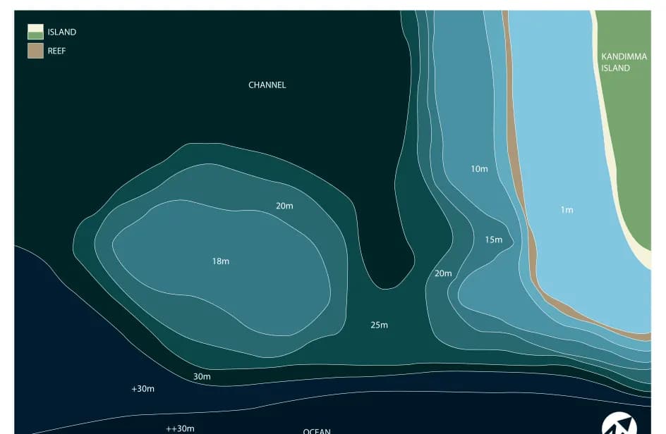 Bathymetric map of Vaanee Kandu