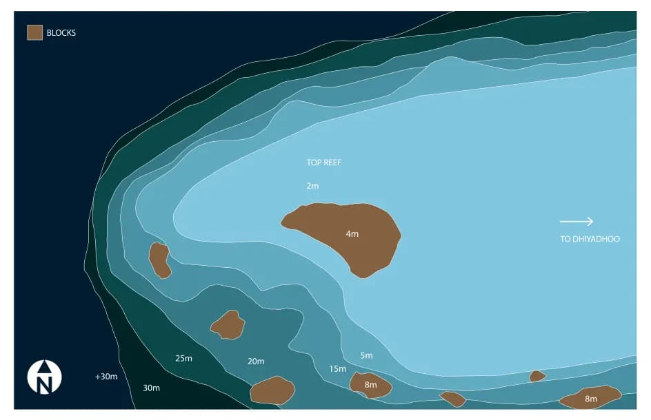 Bathymetric map of Dhiyadhoo Etere