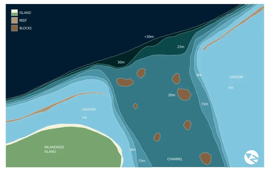 Bathymetric map of Nilandhoo Kandu