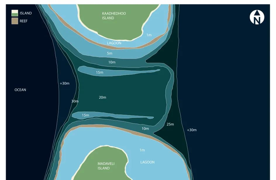 Bathymetric map of Kaadedhdhoo Kandu