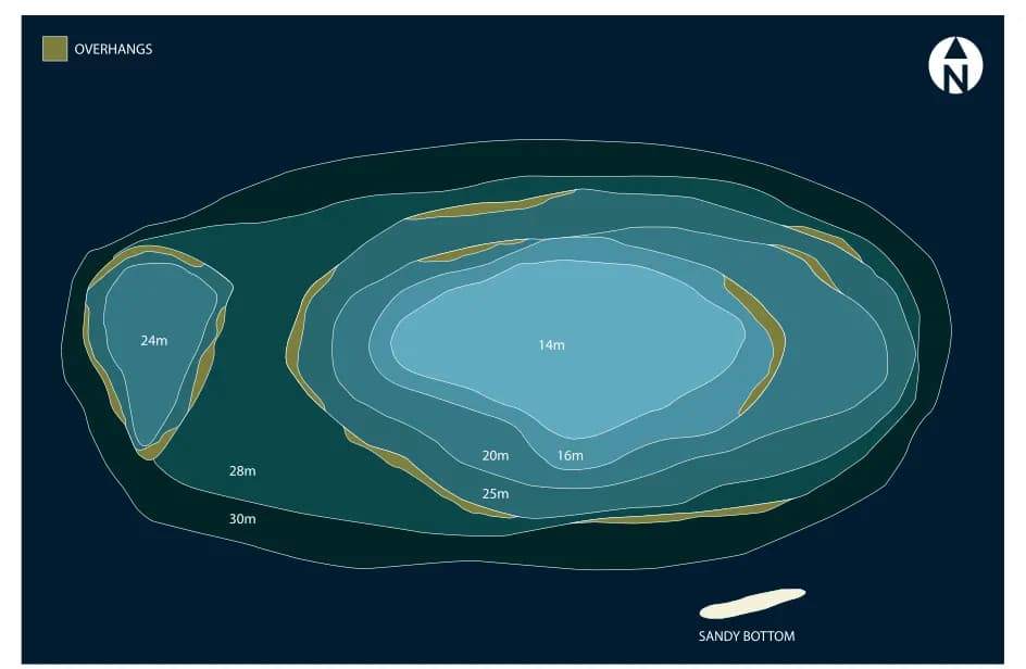 Bathymetric map of Dhon Thila