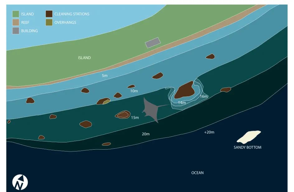 Bathymetric map of Lankan Manta Point