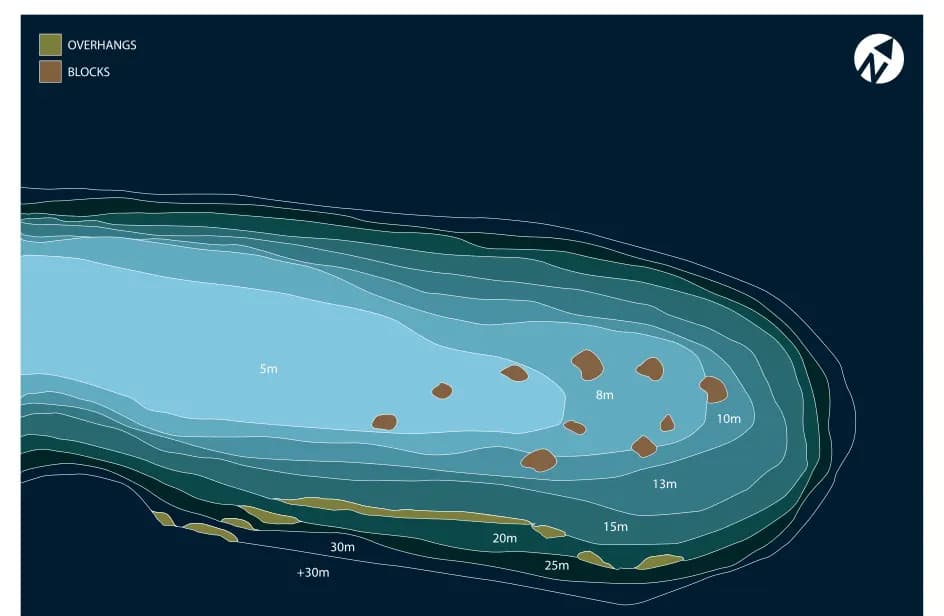 Bathymetric map of S Caves