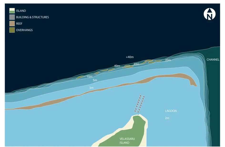Bathymetric map of Velassaru Caves