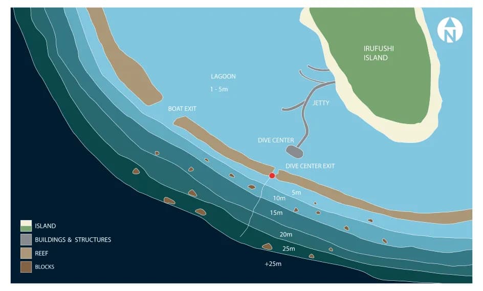Bathymetric map of Irufushi House Reef